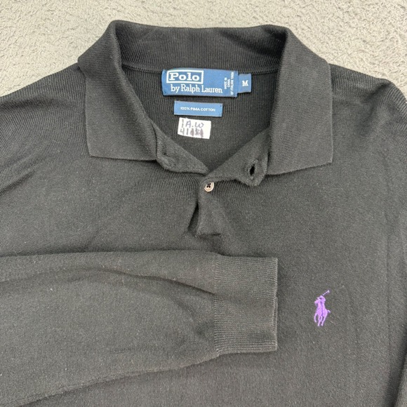 Polo by Ralph Lauren Other - Polo Ralph Lauren Polo Sweater Mens Medium Black Pima Cotton Long Sleeve Pony